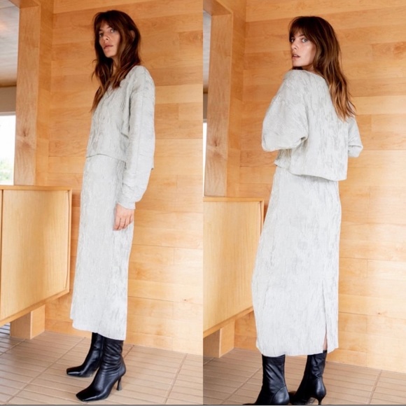 Zara Skirts Zara 2 Piece Matching Set Wrinkled Look Textured Skirt And Top Poshmark